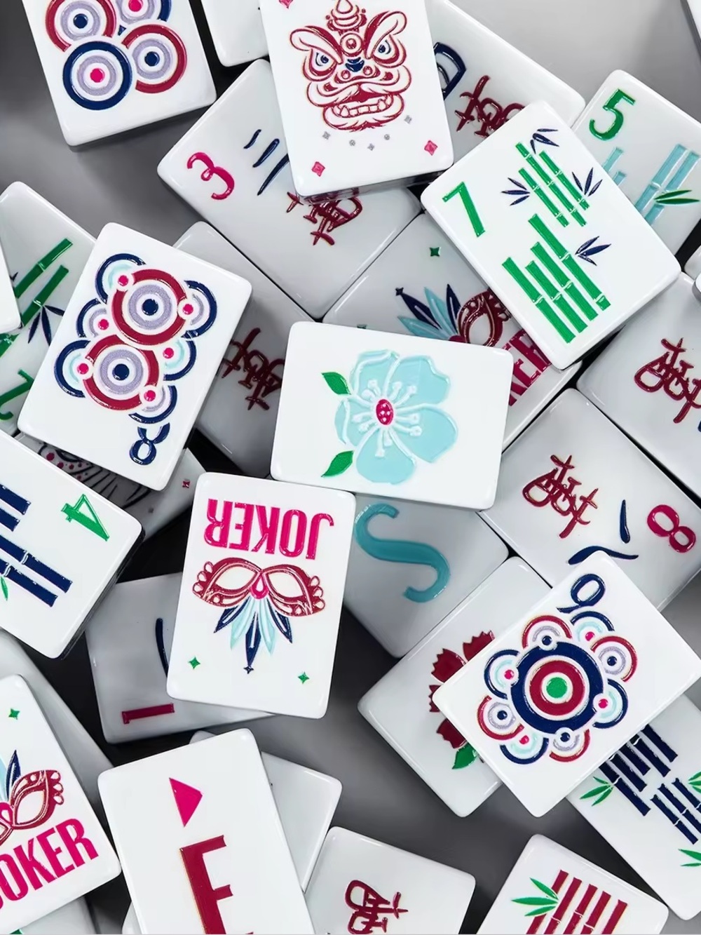 Mahjong Tile Set - Multicolor Decorative Game Tiles